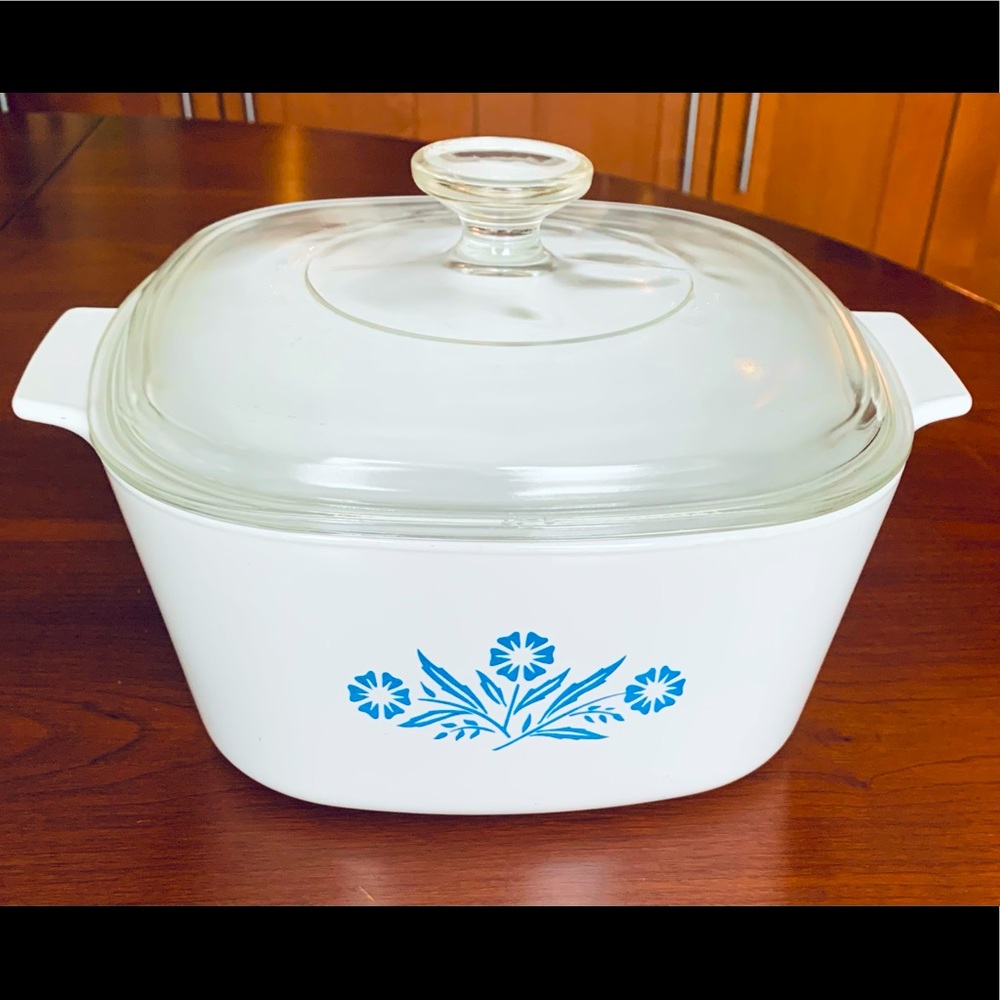Corning Ware Blue Corn Flower 3 litres casserol dish A-3-B & Pyrex glass lid